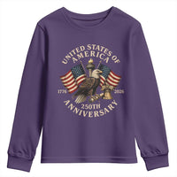 USA 250th Anniversary Youth Sweatshirt Vintage Eagle US Flag Independence Day 4th July Patriotic