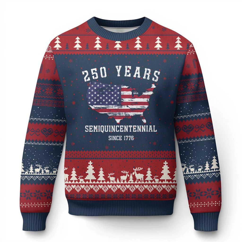 USA 250th Anniversary Ugly Christmas Sweater United States Semiquincentennial 1776 2026 Patriotic Independence Day