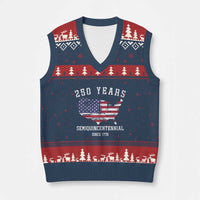 USA 250th Anniversary V-Neck Knit Sweater Vest United States Semiquincentennial 1776 2026 Patriotic Independence Day