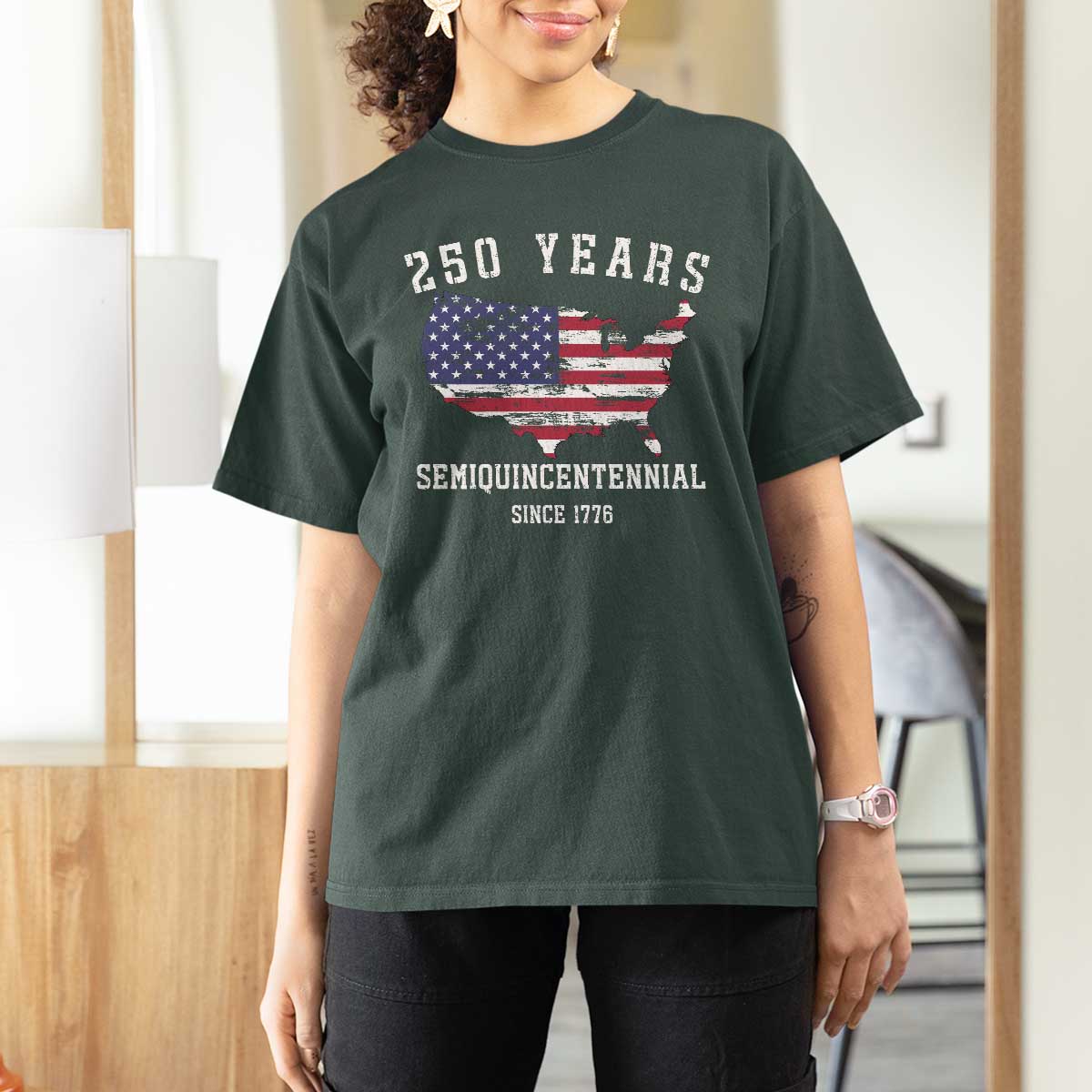 USA 250th Anniversary T Shirt For Women United States Semiquincentennial 1776 2026 Patriotic Independence Day