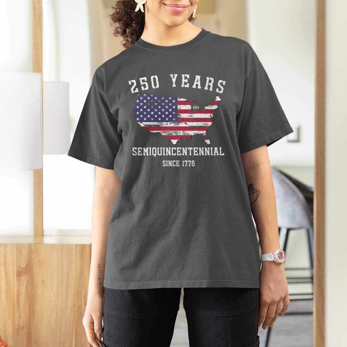 USA 250th Anniversary T Shirt For Women United States Semiquincentennial 1776 2026 Patriotic Independence Day