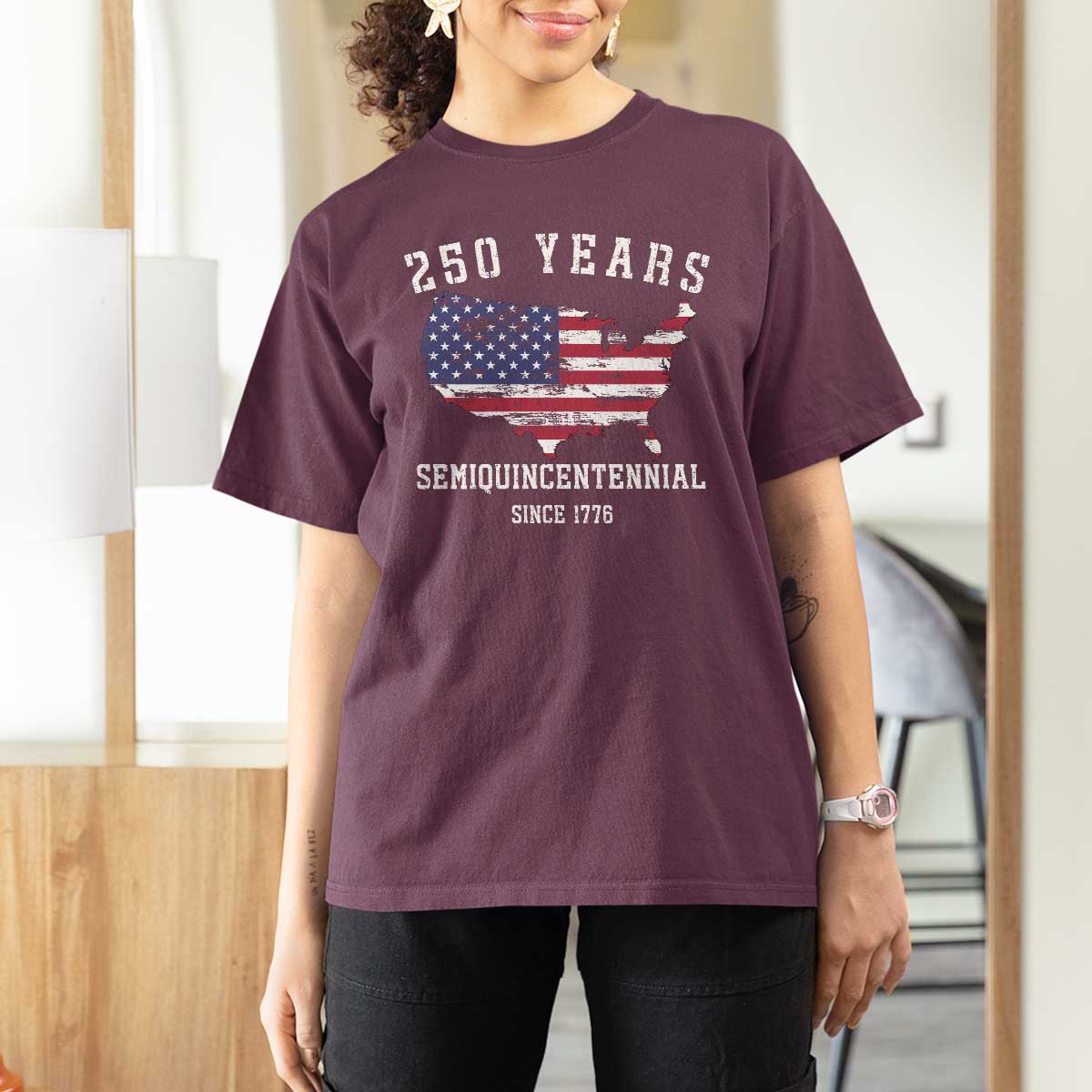 USA 250th Anniversary T Shirt For Women United States Semiquincentennial 1776 2026 Patriotic Independence Day