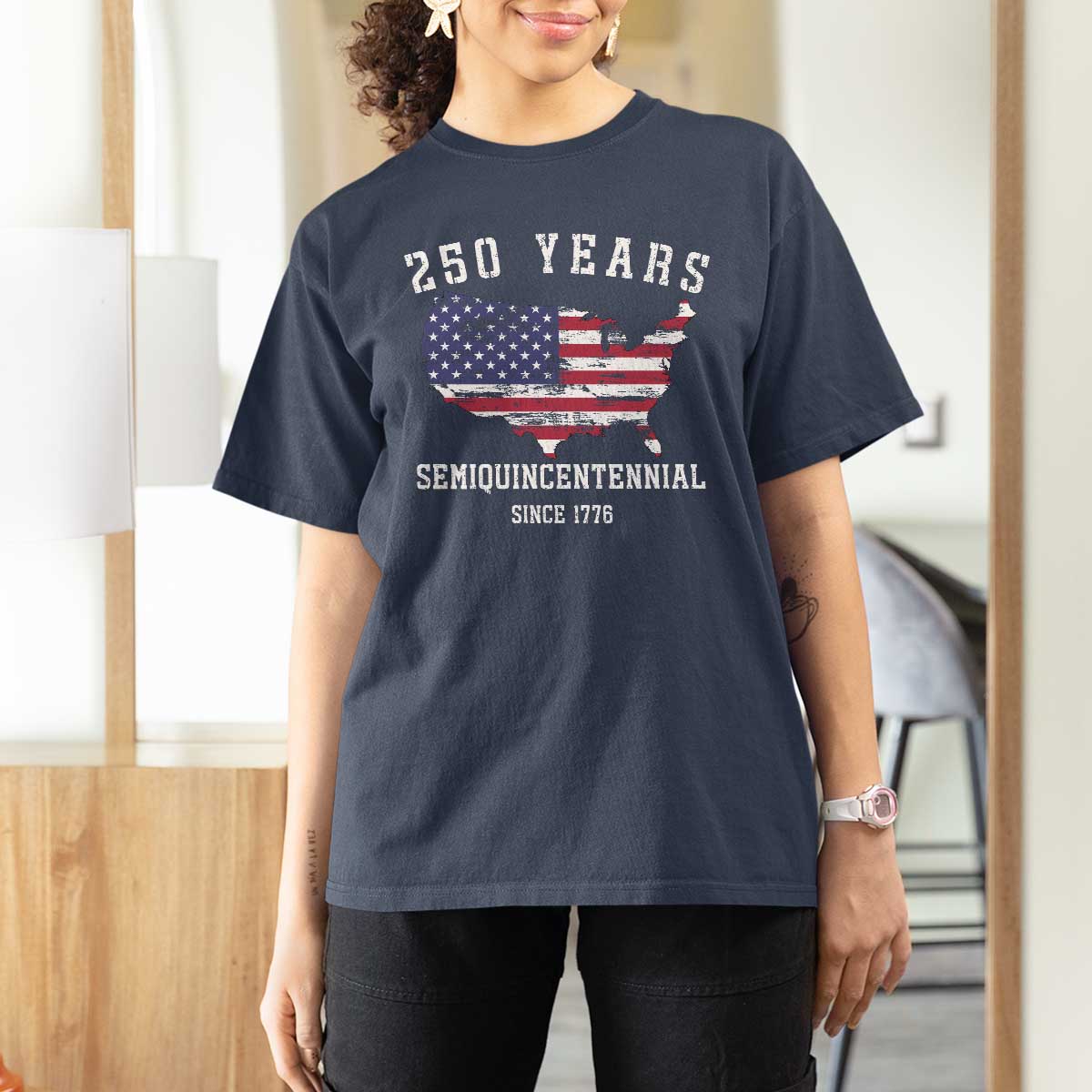 USA 250th Anniversary T Shirt For Women United States Semiquincentennial 1776 2026 Patriotic Independence Day