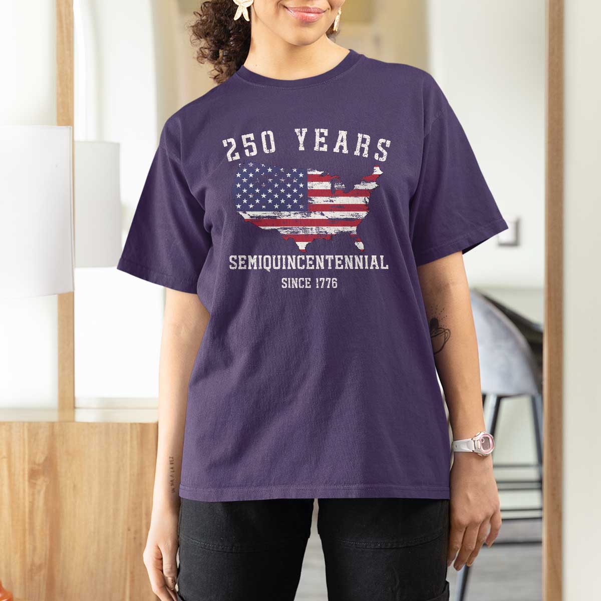 USA 250th Anniversary T Shirt For Women United States Semiquincentennial 1776 2026 Patriotic Independence Day