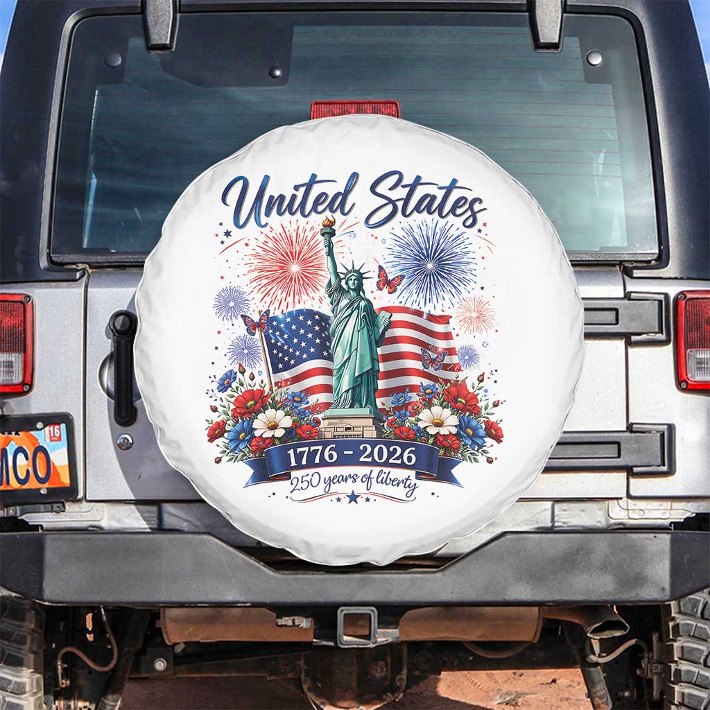 250th Anniversary USA Spare Tire Cover Patriotic Liberty Floral 250 Years American 4th July 1776 2026