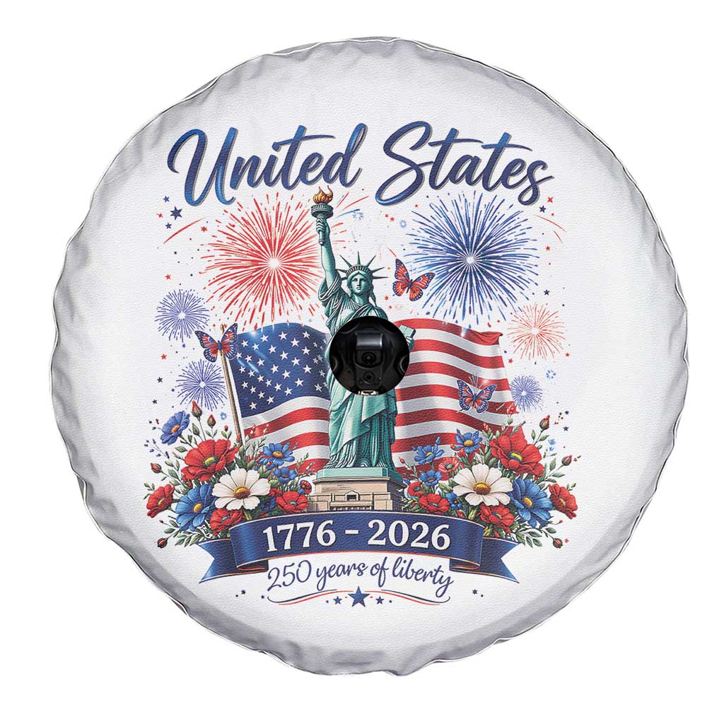 250th Anniversary USA Spare Tire Cover Patriotic Liberty Floral 250 Years American 4th July 1776 2026