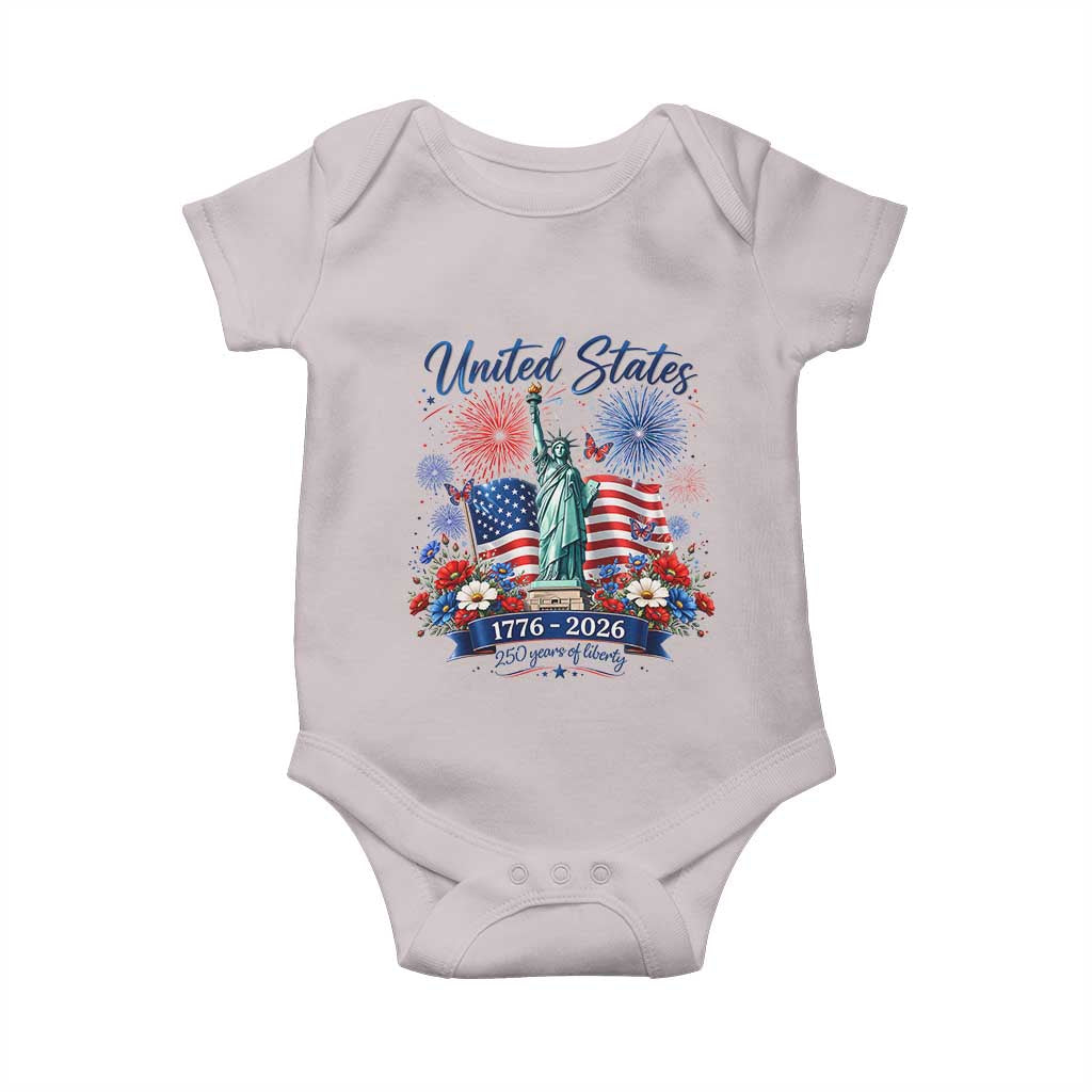 250th Anniversary USA Baby Onesie Patriotic Liberty Floral 250 Years American 4th July 1776 2026