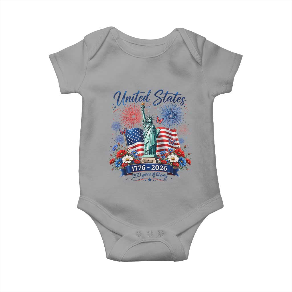 250th Anniversary USA Baby Onesie Patriotic Liberty Floral 250 Years American 4th July 1776 2026