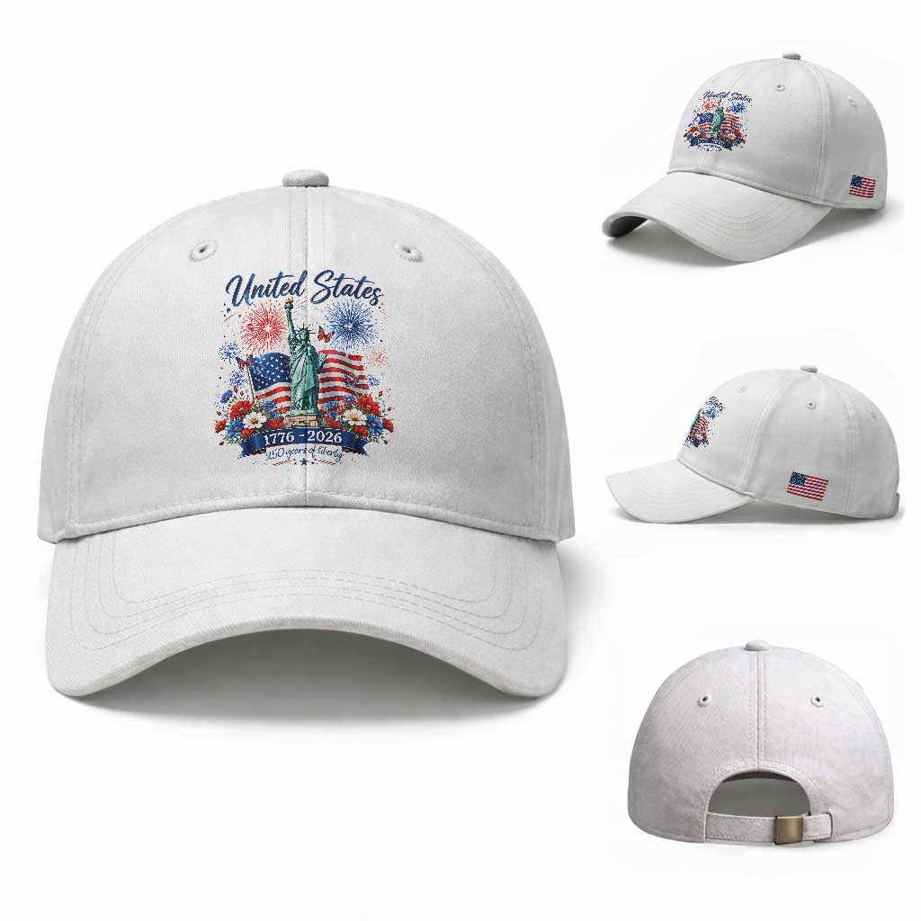 250th Anniversary USA Baseball Cap Patriotic Liberty Floral 250 Years American 4th July 1776 2026