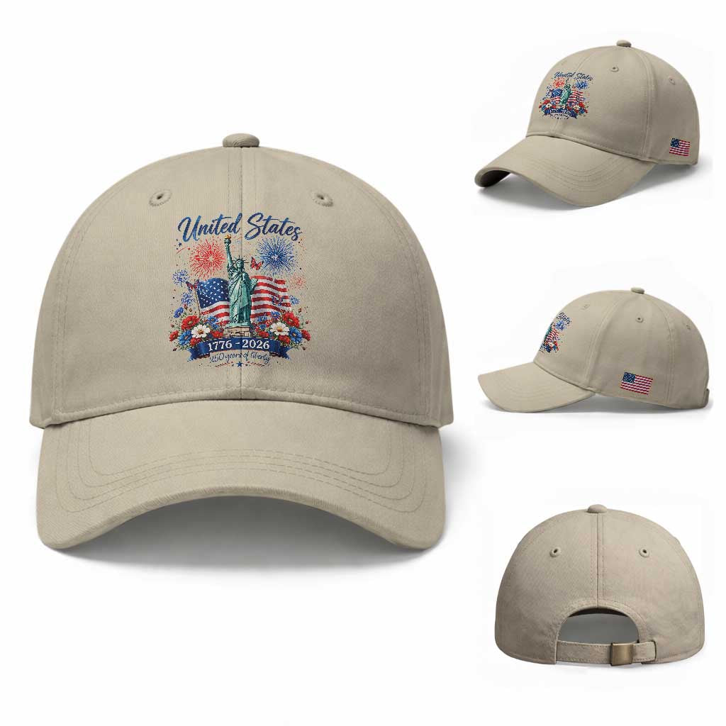 250th Anniversary USA Baseball Cap Patriotic Liberty Floral 250 Years American 4th July 1776 2026