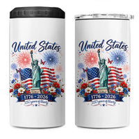250th Anniversary USA 4 in 1 Can Cooler Tumbler Patriotic Liberty Floral 250 Years American 4th July 1776 2026