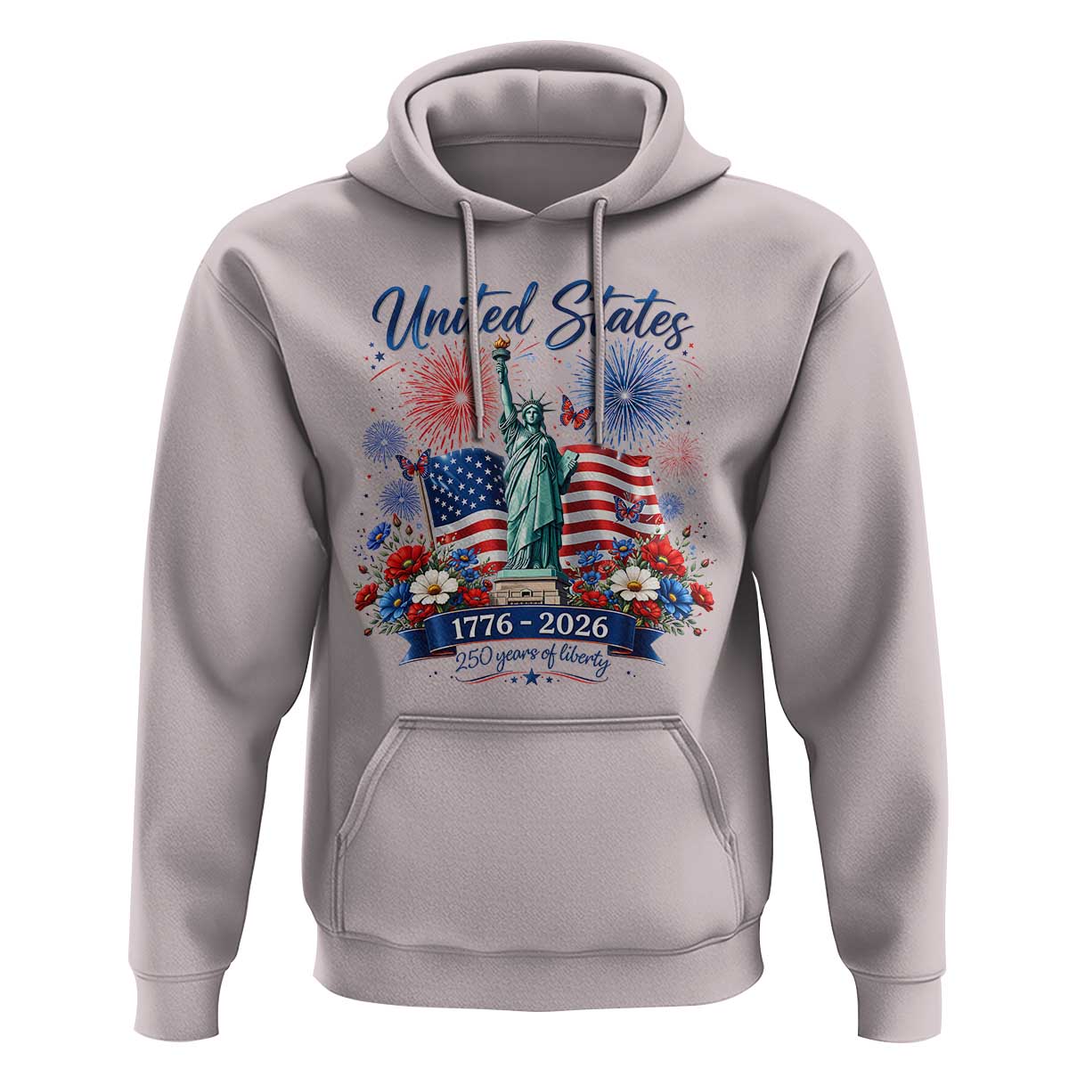 250th Anniversary USA Hoodie Patriotic Liberty Floral 250 Years American 4th July 1776 2026