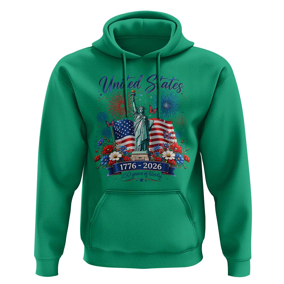 250th Anniversary USA Hoodie Patriotic Liberty Floral 250 Years American 4th July 1776 2026