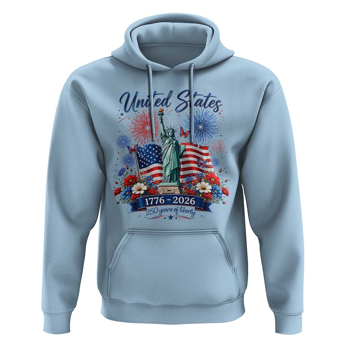 250th Anniversary USA Hoodie Patriotic Liberty Floral 250 Years American 4th July 1776 2026