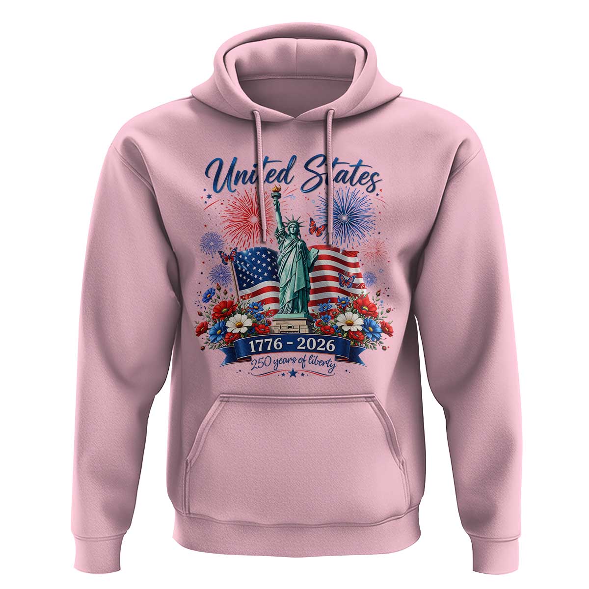 250th Anniversary USA Hoodie Patriotic Liberty Floral 250 Years American 4th July 1776 2026
