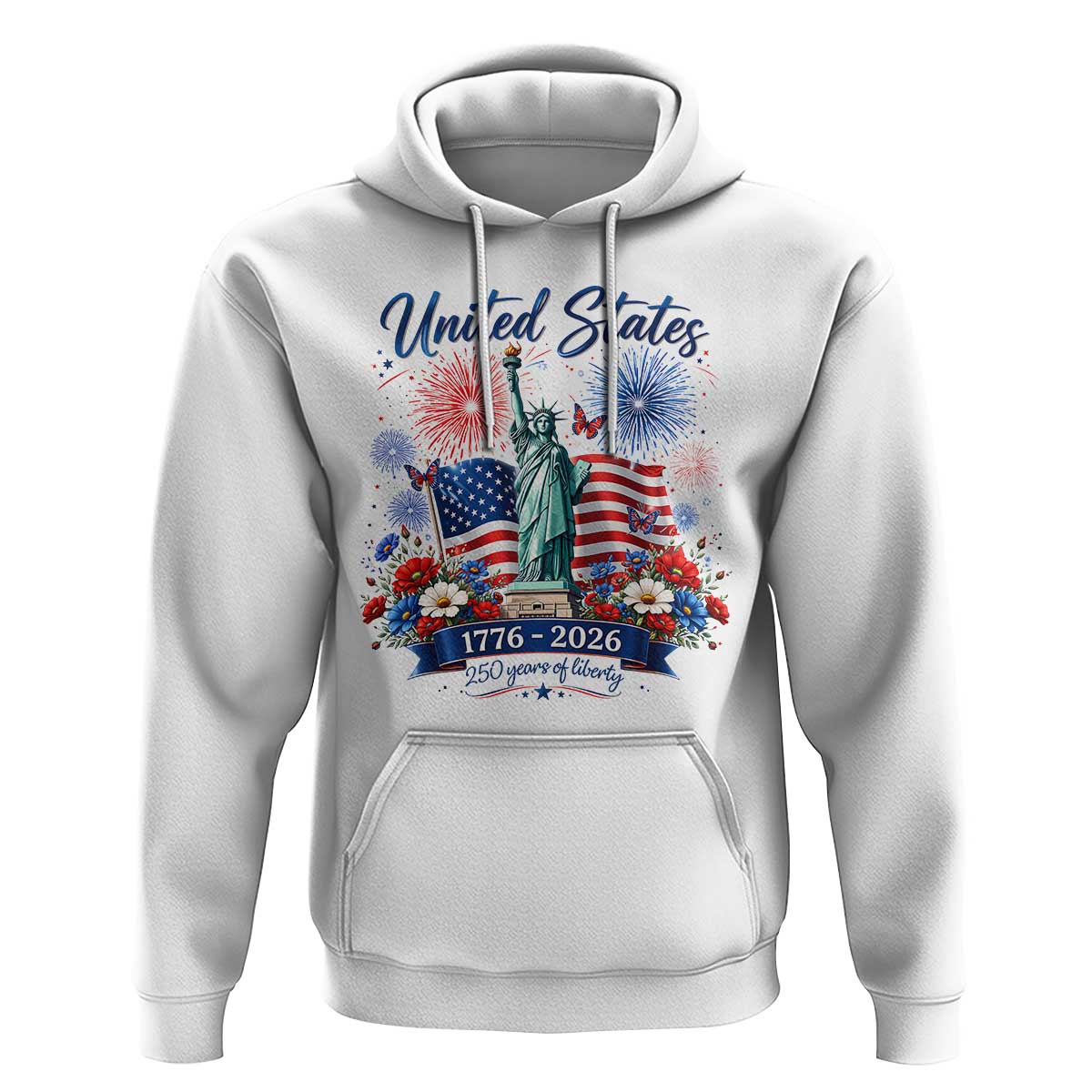 250th Anniversary USA Hoodie Patriotic Liberty Floral 250 Years American 4th July 1776 2026