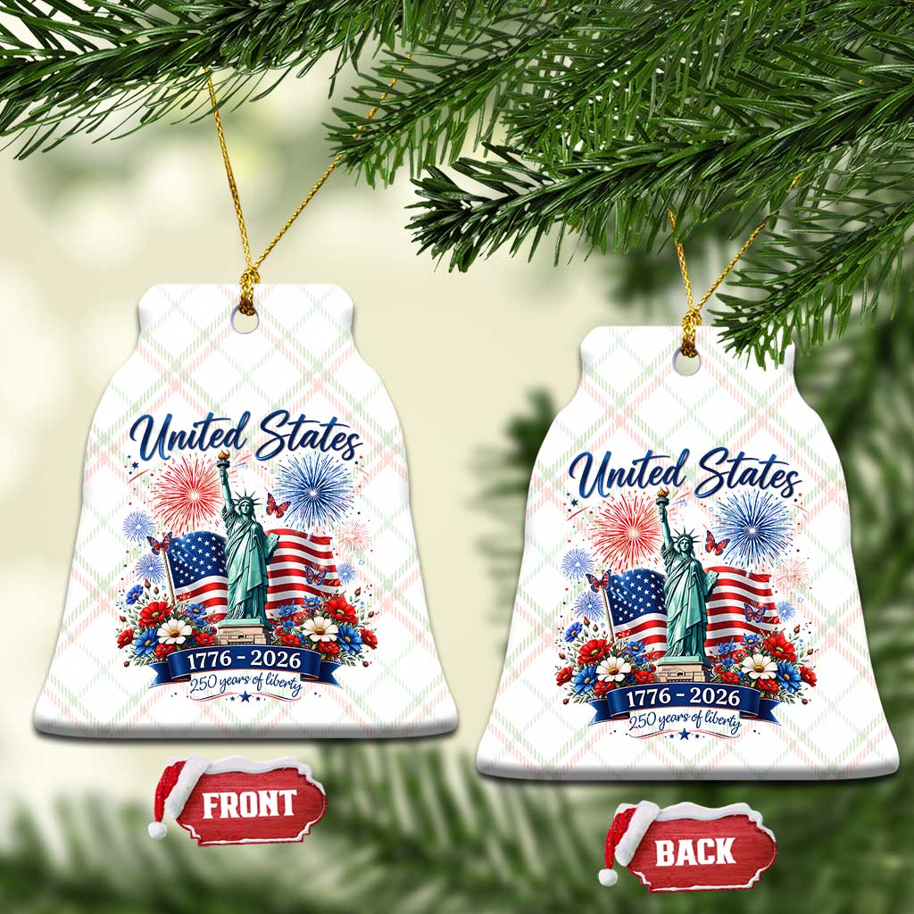 250th Anniversary USA Ceramic Ornament Patriotic Liberty Floral 250 Years American 4th July 1776 2026