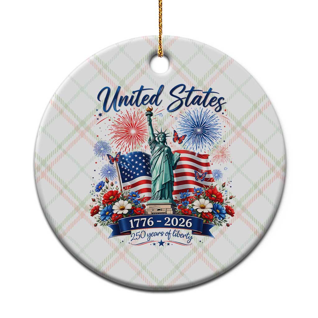 250th Anniversary USA Ceramic Ornament Patriotic Liberty Floral 250 Years American 4th July 1776 2026