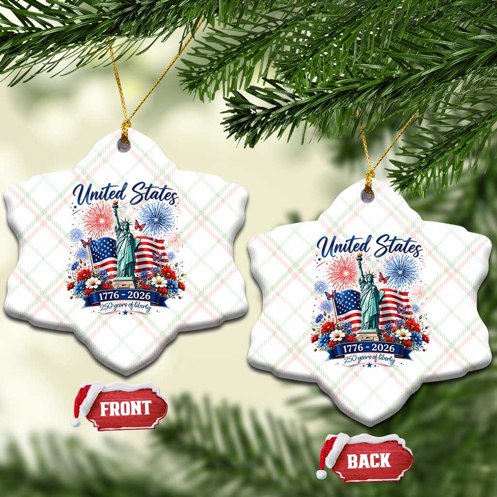 250th Anniversary USA Ceramic Ornament Patriotic Liberty Floral 250 Years American 4th July 1776 2026