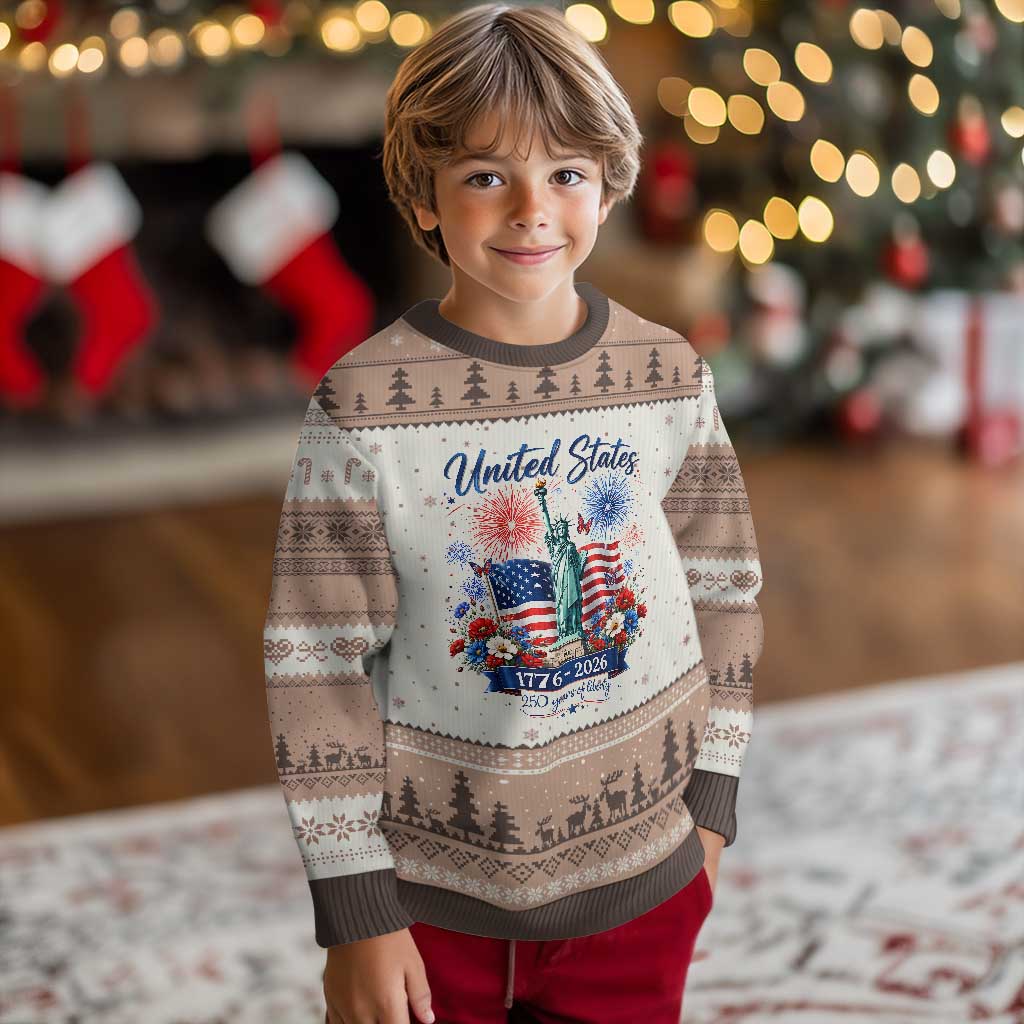250th Anniversary USA Ugly Christmas Sweater Patriotic Liberty Floral 250 Years American 4th July 1776 2026