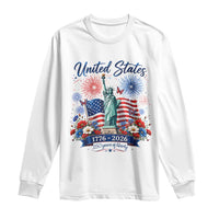250th Anniversary USA Long Sleeve Shirt Patriotic Liberty Floral 250 Years American 4th July 1776 2026