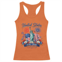 250th Anniversary USA Racerback Tank Top Patriotic Liberty Floral 250 Years American 4th July 1776 2026