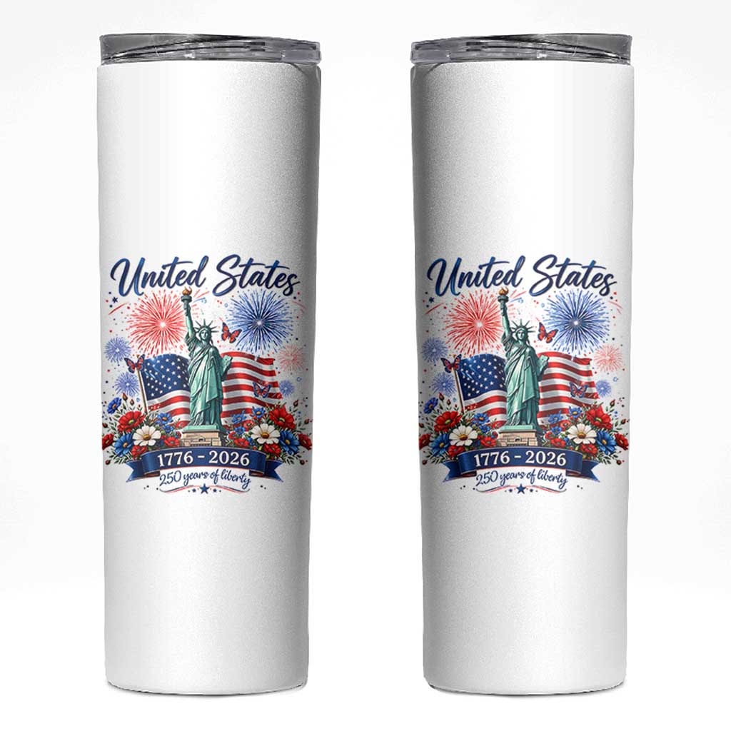 250th Anniversary USA Skinny Tumbler Patriotic Liberty Floral 250 Years American 4th July 1776 2026
