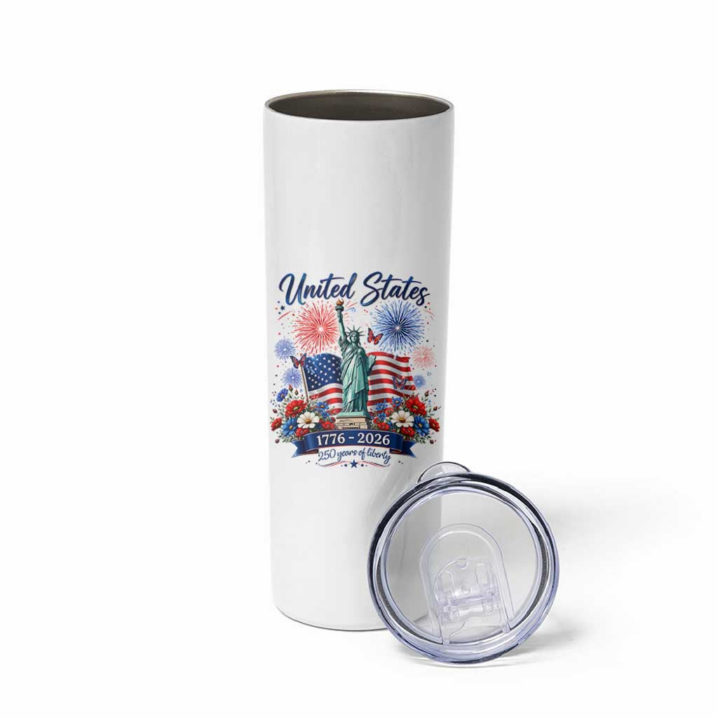 250th Anniversary USA Skinny Tumbler Patriotic Liberty Floral 250 Years American 4th July 1776 2026