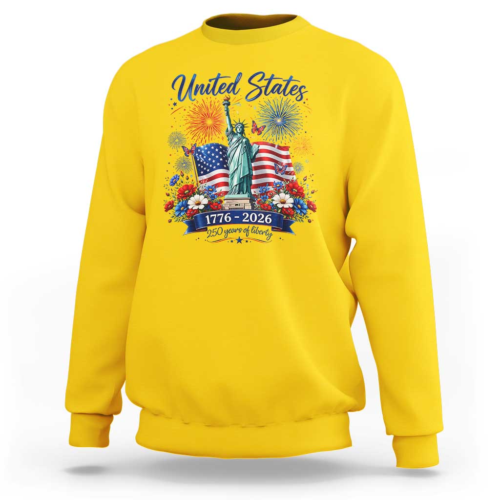 250th Anniversary USA Sweatshirt Patriotic Liberty Floral 250 Years American 4th July 1776 2026