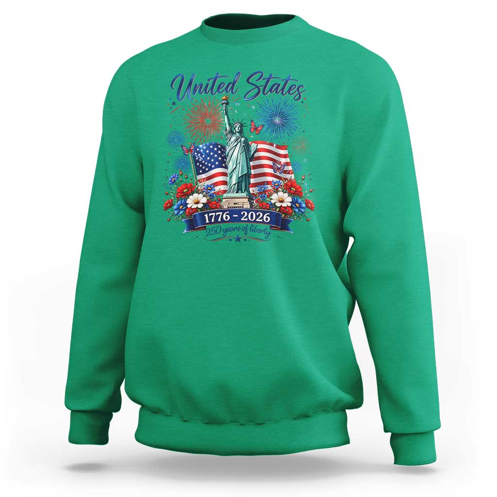 250th Anniversary USA Sweatshirt Patriotic Liberty Floral 250 Years American 4th July 1776 2026