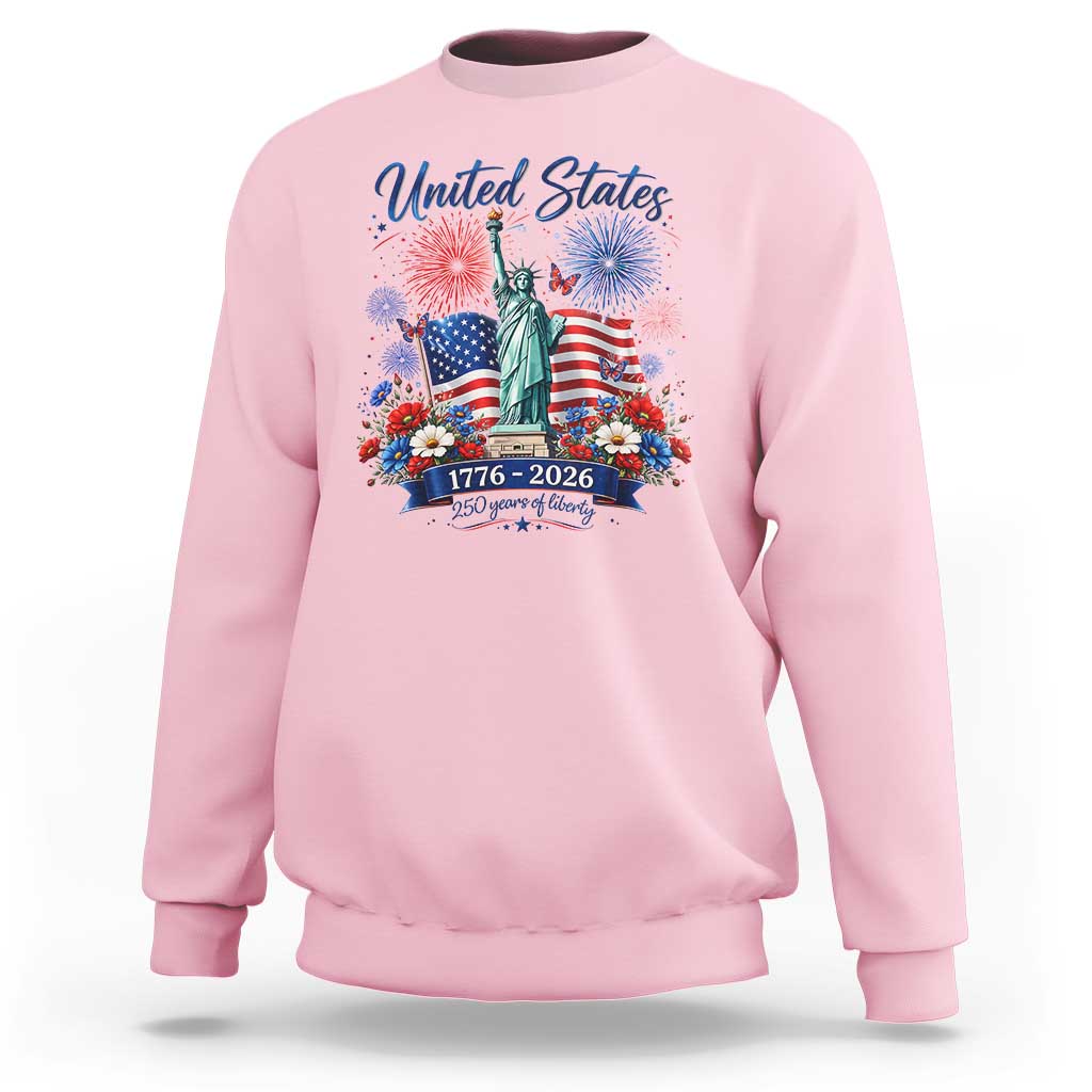 250th Anniversary USA Sweatshirt Patriotic Liberty Floral 250 Years American 4th July 1776 2026