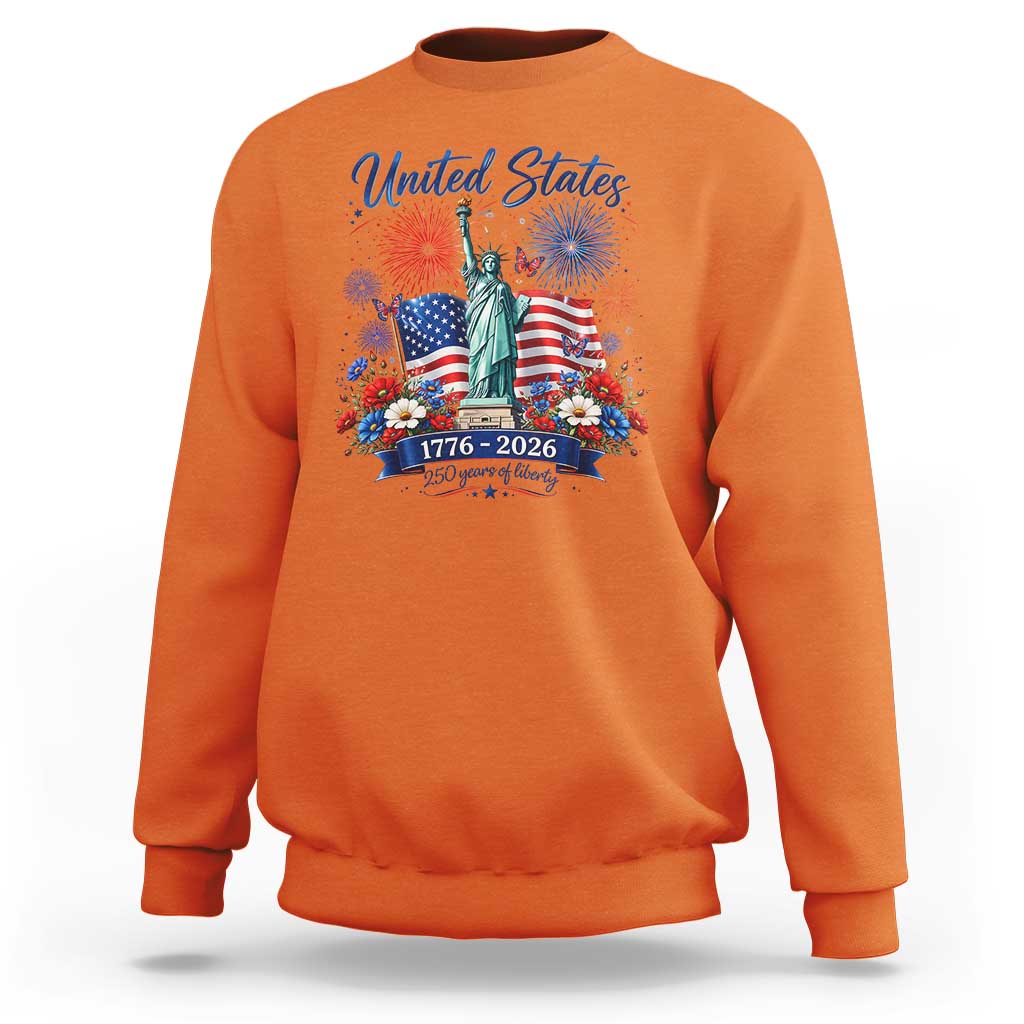 250th Anniversary USA Sweatshirt Patriotic Liberty Floral 250 Years American 4th July 1776 2026