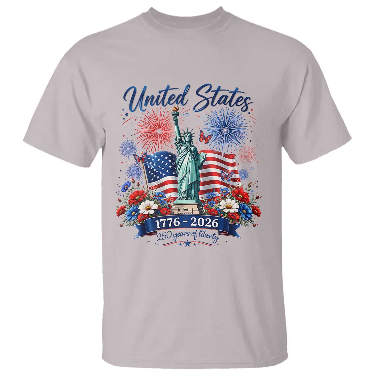 250th Anniversary USA T Shirt Patriotic Liberty Floral 250 Years American 4th July 1776 2026