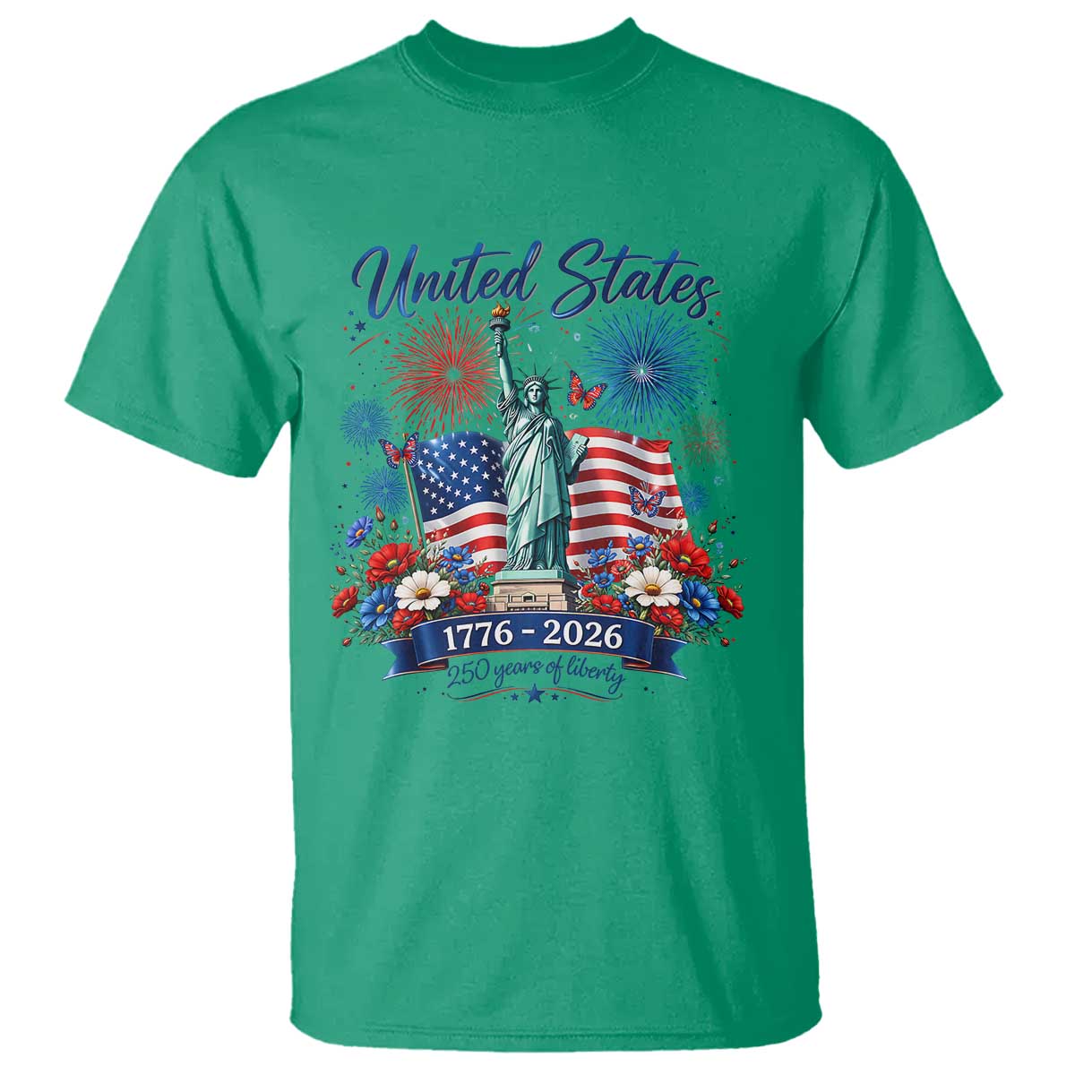 250th Anniversary USA T Shirt Patriotic Liberty Floral 250 Years American 4th July 1776 2026