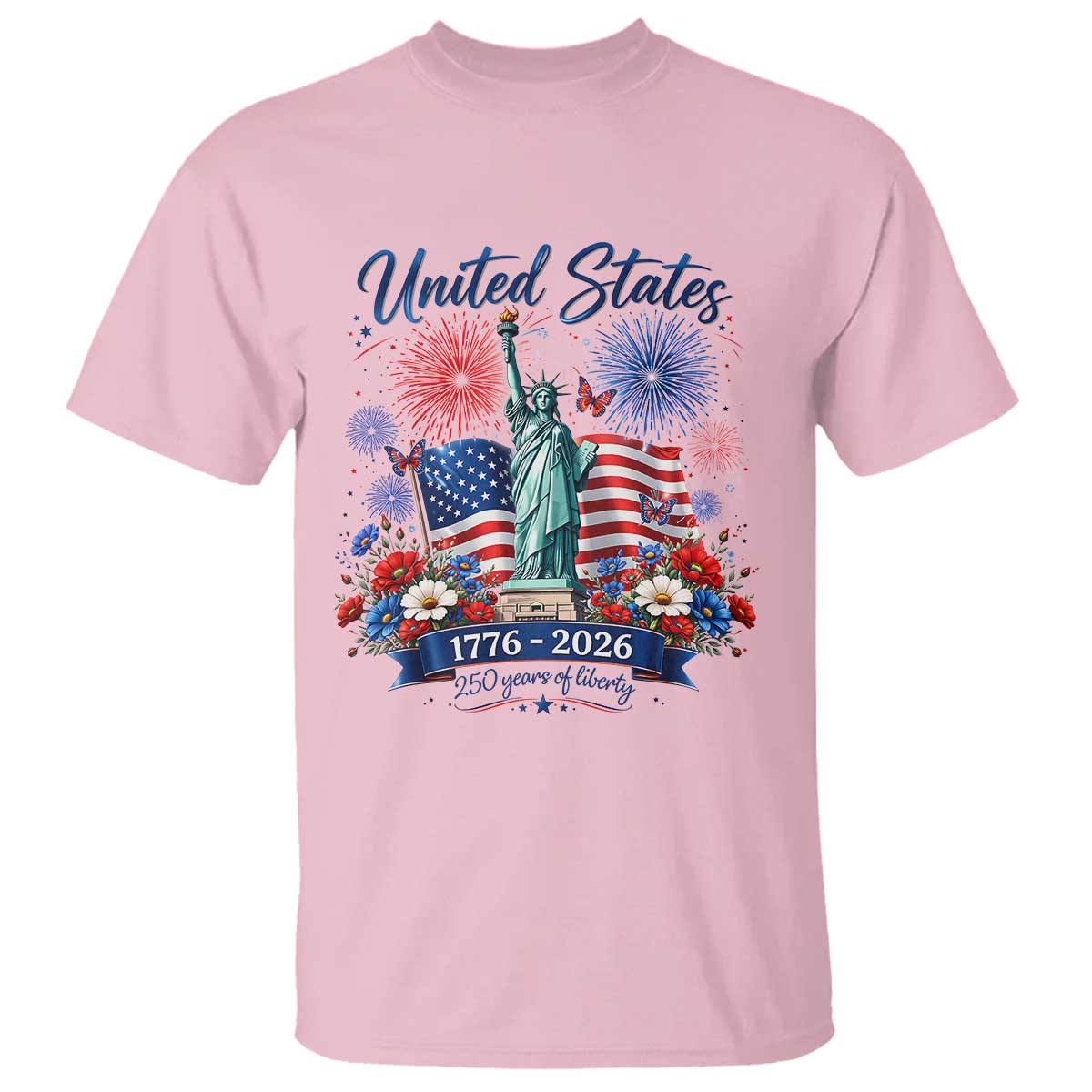 250th Anniversary USA T Shirt Patriotic Liberty Floral 250 Years American 4th July 1776 2026