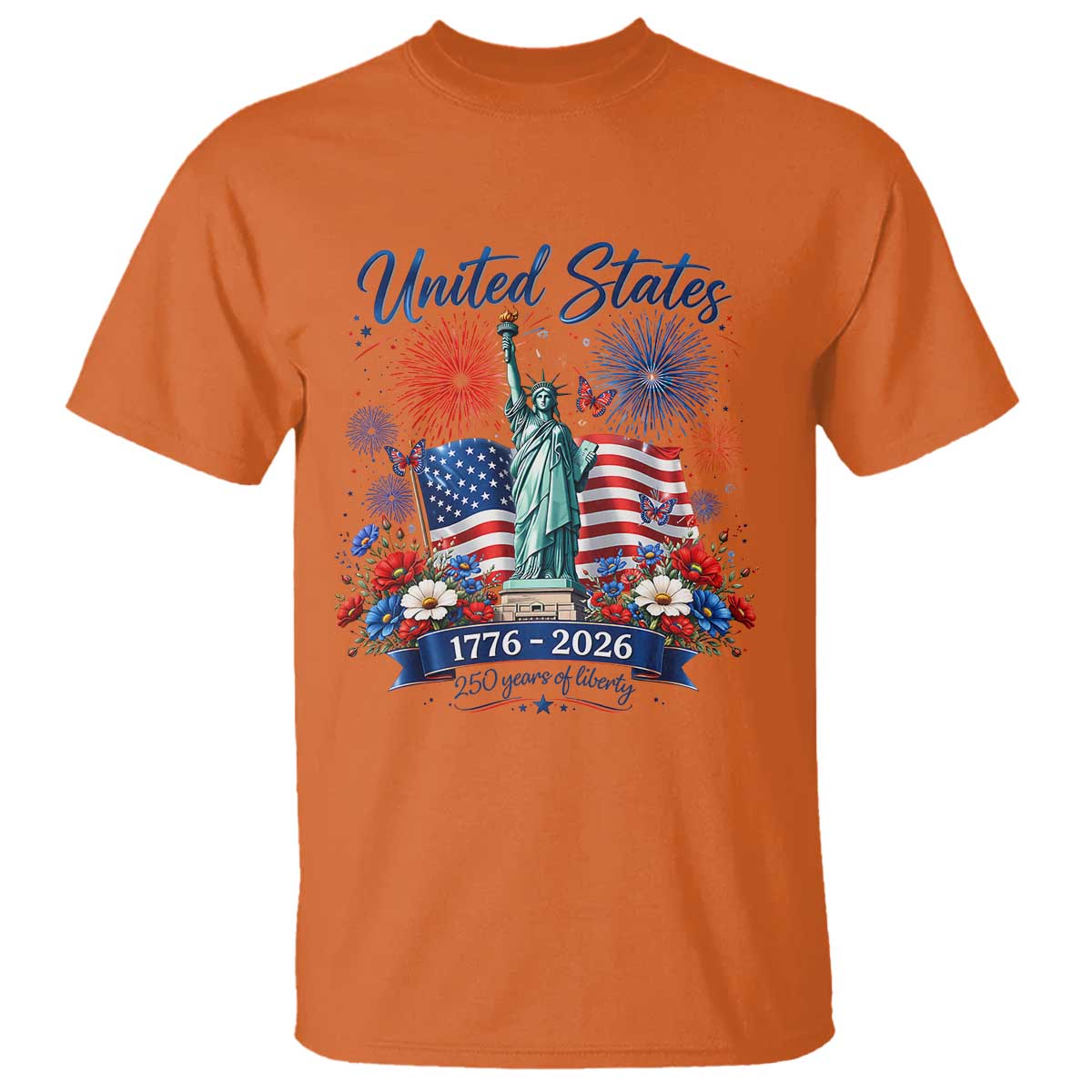 250th Anniversary USA T Shirt Patriotic Liberty Floral 250 Years American 4th July 1776 2026