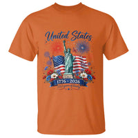 250th Anniversary USA T Shirt Patriotic Liberty Floral 250 Years American 4th July 1776 2026