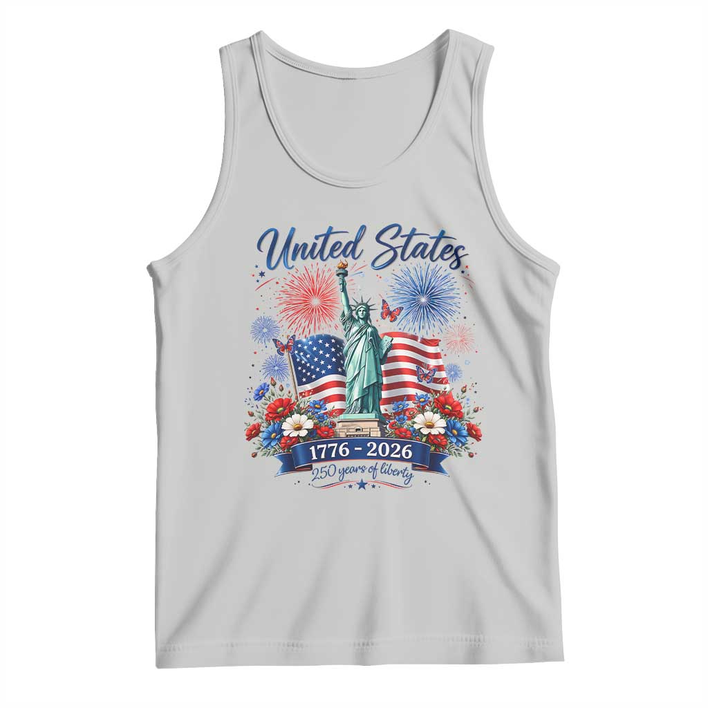 250th Anniversary USA Tank Top Patriotic Liberty Floral 250 Years American 4th July 1776 2026
