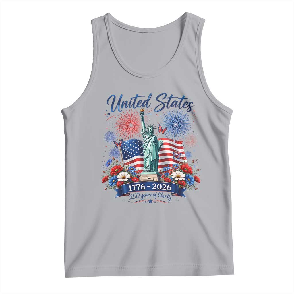 250th Anniversary USA Tank Top Patriotic Liberty Floral 250 Years American 4th July 1776 2026