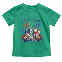 250th Anniversary USA Toddler T Shirt Patriotic Liberty Floral 250 Years American 4th July 1776 2026