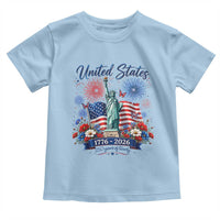 250th Anniversary USA Toddler T Shirt Patriotic Liberty Floral 250 Years American 4th July 1776 2026