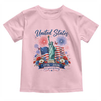 250th Anniversary USA Toddler T Shirt Patriotic Liberty Floral 250 Years American 4th July 1776 2026