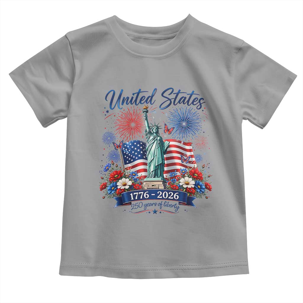 250th Anniversary USA Toddler T Shirt Patriotic Liberty Floral 250 Years American 4th July 1776 2026