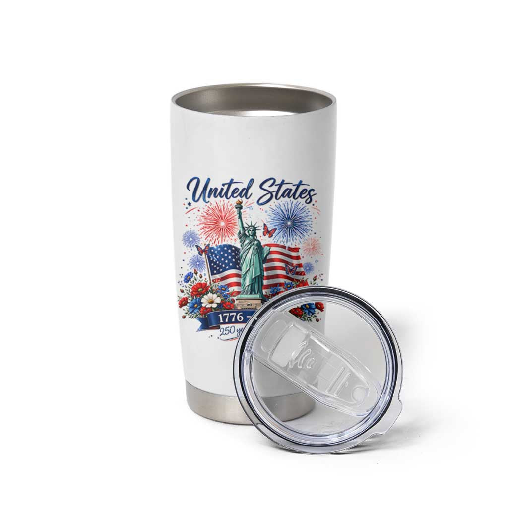 250th Anniversary USA Tumbler Cup Patriotic Liberty Floral 250 Years American 4th July 1776 2026