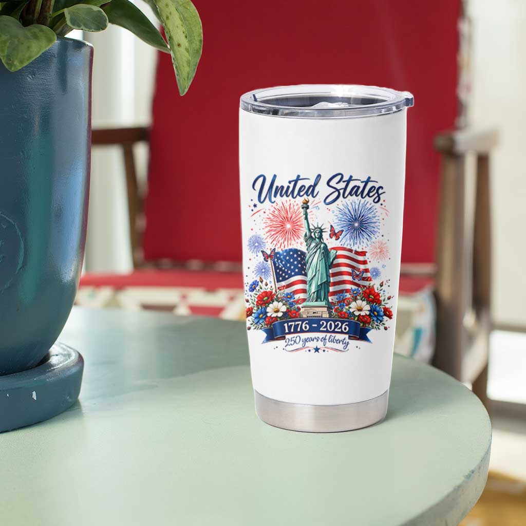 250th Anniversary USA Tumbler Cup Patriotic Liberty Floral 250 Years American 4th July 1776 2026