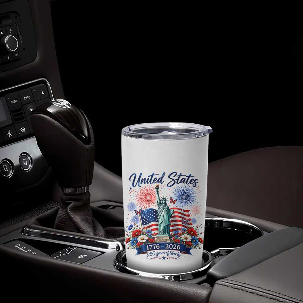250th Anniversary USA Tumbler Cup Patriotic Liberty Floral 250 Years American 4th July 1776 2026