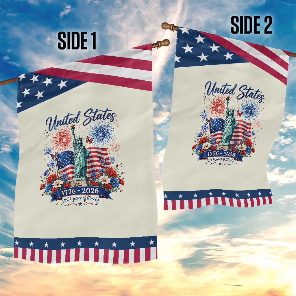 250th Anniversary USA Garden Flag Patriotic Liberty Floral 250 Years American 4th July 1776 2026
