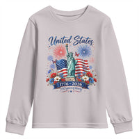 250th Anniversary USA Youth Sweatshirt Patriotic Liberty Floral 250 Years American 4th July 1776 2026