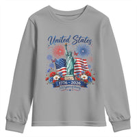 250th Anniversary USA Youth Sweatshirt Patriotic Liberty Floral 250 Years American 4th July 1776 2026