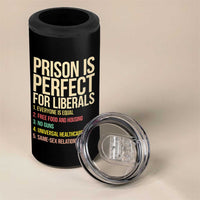 Prison Is Perfect For Liberals 4 in 1 Can Cooler Tumbler Funny Anti Liberal Quote Satire Statement Subtle FDT Political Humor